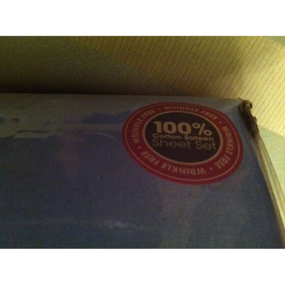 HOME ACCENTS NEW BLUE 100%COTTON SATEEN FULL SHEET SET - Picture 10 of 10